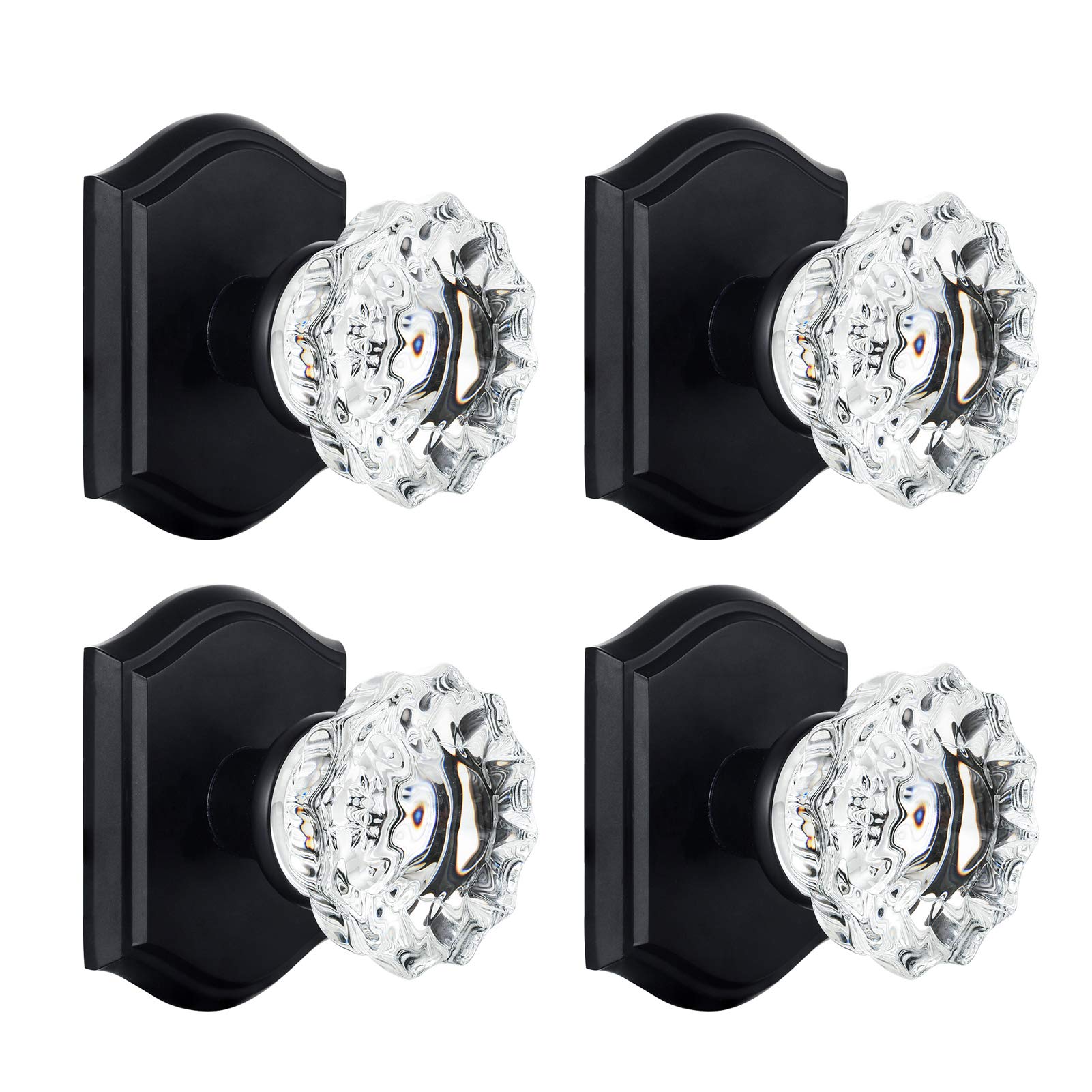 Clctk 4 Pack Glass Dummy Door Knobs, Inactive Crystal Half Dummy Door Knobs For Closetbifold, Matte Black